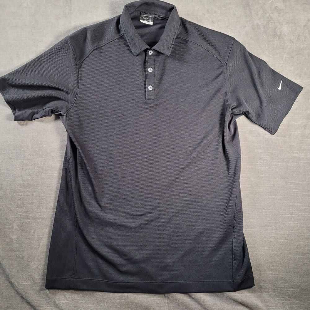 Nike Golf Vintage Geometric Black Polo Shirt Mens Size Xl
